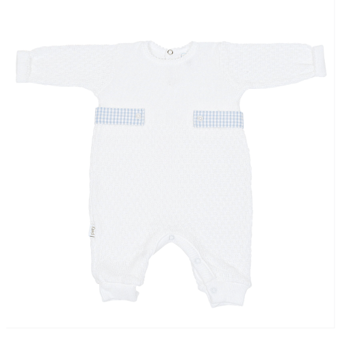 Paty Knit Romper, Gingham Tabs #166LSGHM