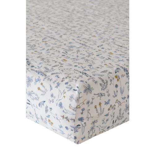 Fitted Crib Sheet made with Liberty Fabric THEO BLUE