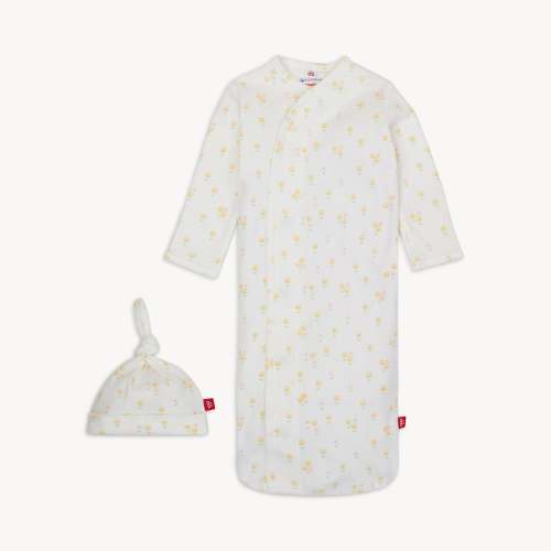 evangeline organic cotton magnetic cozy sleeper gown + hat set – Magnetic Me