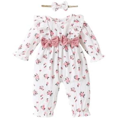 SUNNY PIGGY Newborn Baby Girl Clothes Baby Girl One Piece Romper Fall Winter Long Sleeve with Hat Sets Cute Infant Outfits