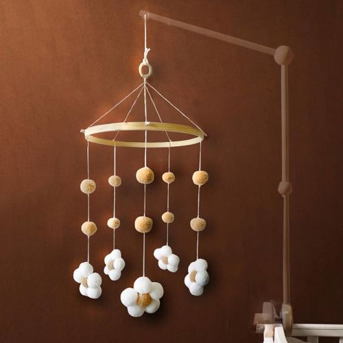 Baby Crib Mobile for Boys Girls, Boho Nursery Decor Mobile for Bassinet, Gender Neutral Mobile Crib Accessories for Infant Bedroom Hanging - Felt Daisy Flower Mobiles Newborn Gift
