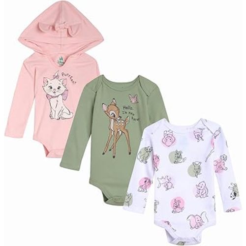 Disney Classics Mickey Mouse Winnie the Pooh Minnie Baby 3 Pack Bodysuits Newborn to Infant Sizes (Newborn - 24 Months)
