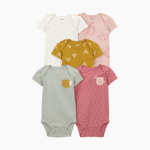 Carter's 5-Pack Short-Sleeve Bodysuits - Pink, 3 M
