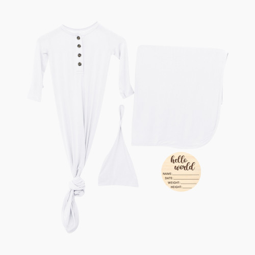 Snuggle Shield Snuggle Shield Gown, Swaddle & Hat Set - White, 0-6 M