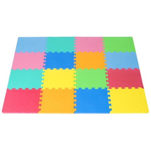 ProSource Puzzle Solid Foam Play Mat for Kids - 16 tiles with border edges
