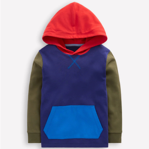 Hooded Mid-weight T-shirt-Starboard Blue/ Woodland Green