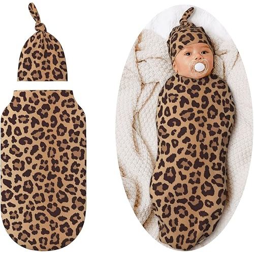 Leopard Swaddle Blankets Soft Receiving Blanket Baby Swaddle Wrap for Baby Girls Boys