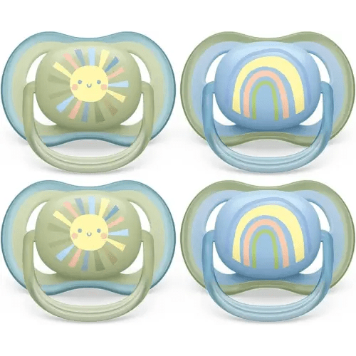 Philips Avent Ultra Air Pacifier - 4 x Light, Breathable Baby Pacifiers for Babies Aged 0-6 Months, BPA Free with Sterilizer Carry Case (Model SCF085/49)