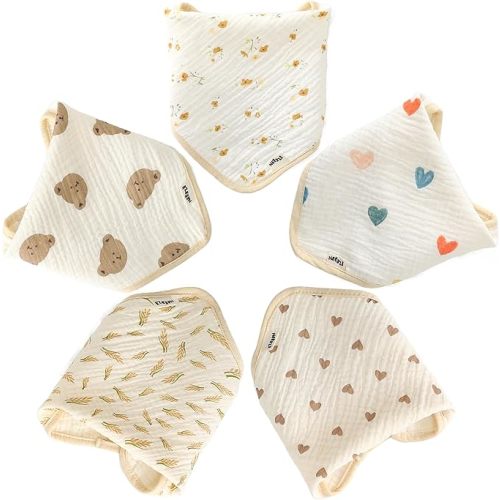 5PCs Baby Bibs & Burp Cloths Baby Burp Cloths Baby Cotton Drool Bibs for Baby Girl Bibs for Eating Baby Food Bandana Bibs for Baby Girl | Drooling Bibs for Baby Boy Baby Bibs for Drooling and Teething