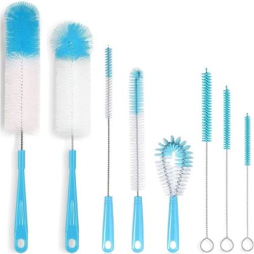 8 Pack Baby Bottle Cleaner Kit Long Handle Bottle Cleaner With Holder for Narrow Neck Bottles Baby Bottles Nipple Brush Straw Brush Bottle Cleaning Tool for Home & Travel