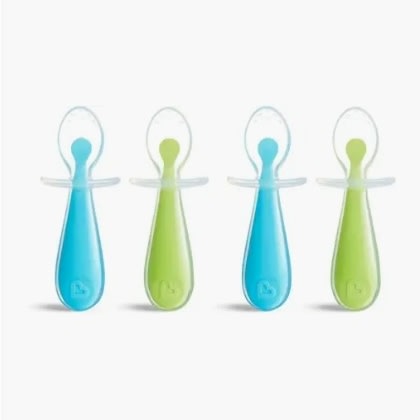 Amazon.com: Munchkin Silicone Trainer Spoons with Choke Guard for Baby Led Weaning, 4pk, Blue/Green : Baby