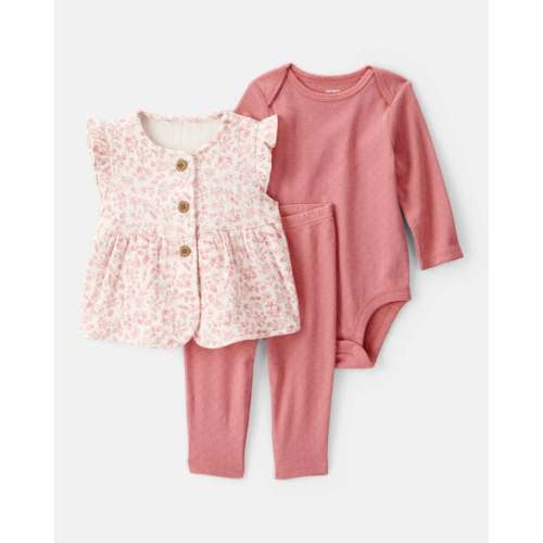 Baby 3-Piece Floral Little Vest Set - Pink - Carter's | Carter's