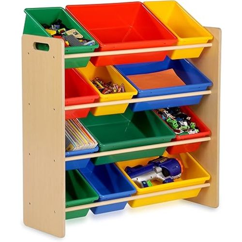 Honey-Can-Do Kids Toy Organizer and Storage Bins, Natural/Primary