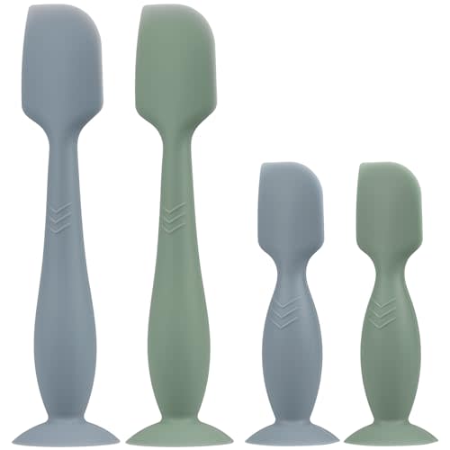 Baby Butt Paste Spatula - 4 Pack Diaper Cream Spatula Applicator Silicone Baby Butt Paste Spatula for Babies, Newborn, 2 x Large Size, 2 x Small Size (Sage/Ether)