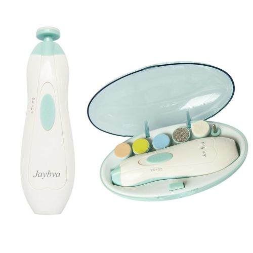 Baby Nail File Electric Nail Trimmer - Jaybva Safe Baby Nail Clippers Cutter for Newborn Children Toddlers Kids with LED Light Blue and Green