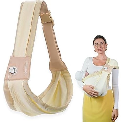 Baby Sling Carrier 8-30 lbs, Newborn Nursing, Toddler Carrier with Safety Buckle, Knob Tech Baby Closer, Adjustable Shoulder Strap, Portable and Lightweight (Beige)