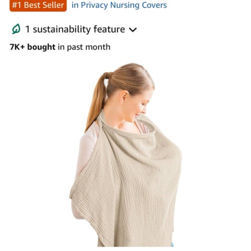 Konssy Muslin Nursing Cover for Baby Breastfeeding, Breathable 100% Cotton Breastfeeding Cover with Rigid Hoop for Mother Nursing Apron, Multi-use Carseat Canopy (Summer Wheat)