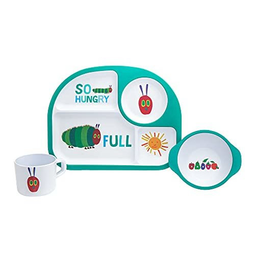 Godinger Eric Carle The Very Hungry Caterpillar 3-Piece Plate Set, Melamine, Multicolor