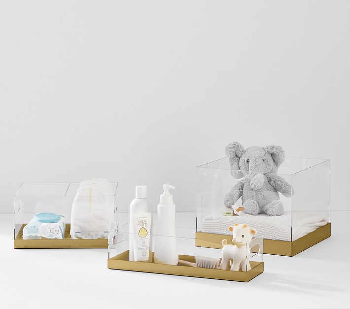 Acrylic and Metallic Nursery Storage - Changing Table Storage