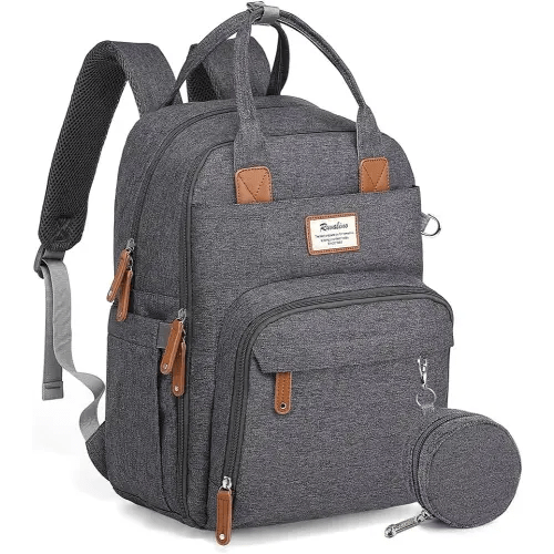 RUVALINO Dark Gray Travel Backpack Diaper Bag