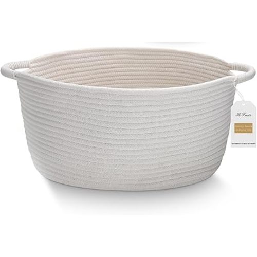Medium Rope Basket with Handles, Medium Bohe Storage Basket, 17 "L x 12.5" W x 8.5 "H, Home Decor Organizer for Towels,toys, Books & Magazines