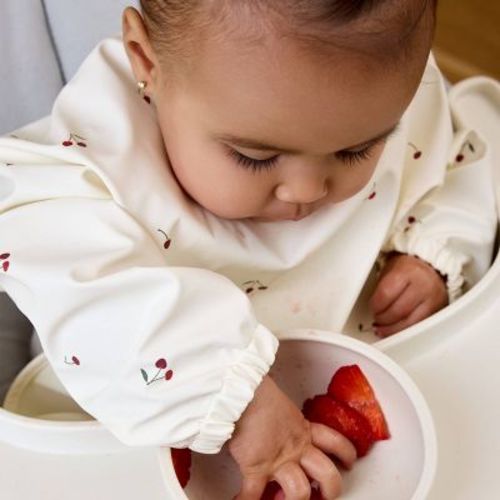 Lalo Long Sleeve Smock Bib - Cherry