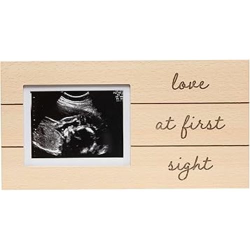 Pearhead Love At First Sight Wooden Sonogram Plaque Picture Frame, Ultrasound Pregnancy Announcement Frame, Ideal Nursery Decor and Gift for Mother's Day, Baby Shower, New And Expecting Mom
