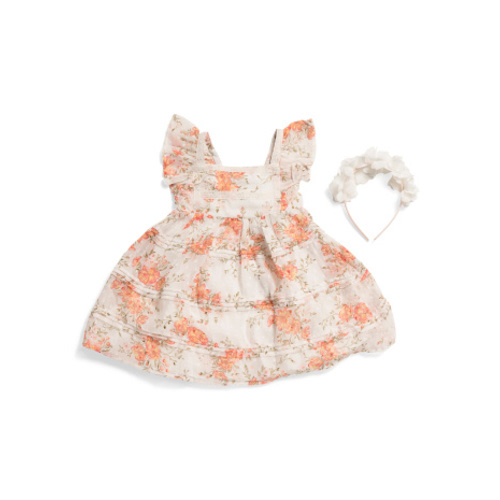 Infant Girls Flutter Sleeve Floral Dress With Headband | Kids & Baby | T.J.Maxx