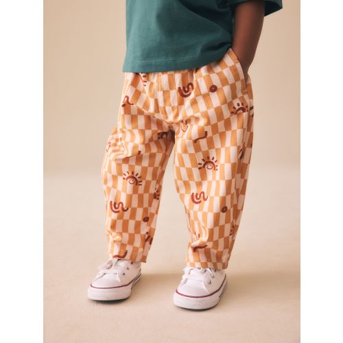 Orange Checkerboard Barrel Pull On Trousers (3mths-7yrs) (3mths-7yrs)