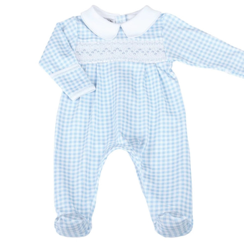 Mini Checks Smocked Footie - Size: 6m