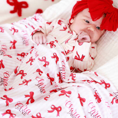 Coquette Christmas Personalized Swaddle Blanket