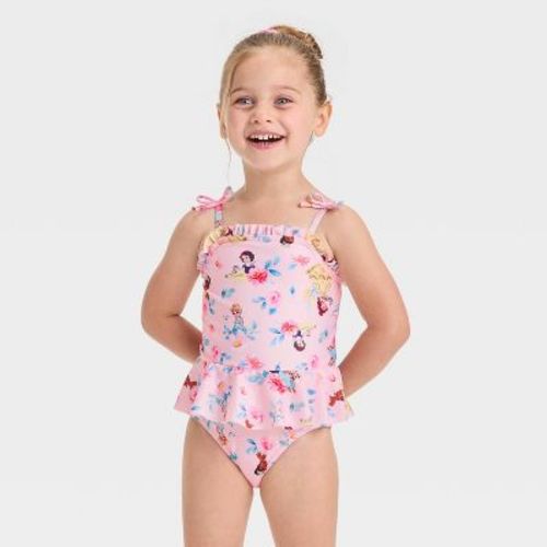 Toddler Girls' Disney Princess Ruffle One Piece Swimsuit with Bows - Pink 3T