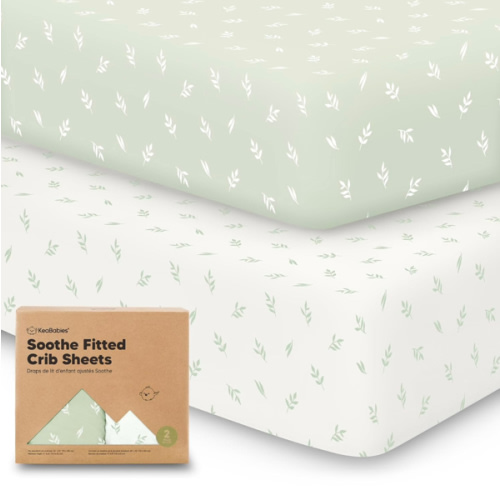 KeaBabies 2-Pack Organic Crib Sheets for Boys, Girls - 52x28 Fitted Crib Mattress Sheet Neutral, Breathable Jersey Cotton Cover for Baby Bed, Toddler Mattress, Soft & Cute Prints (Herb)