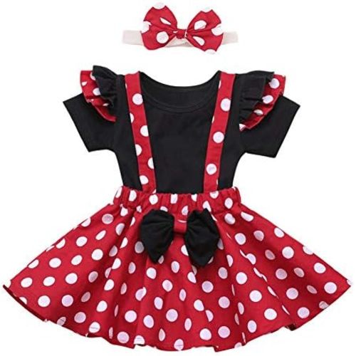 IBTOM CASTLE Polka Dots Tutu Costume for Baby Girl Princess 1st Birthday Party,Dress Up w/Overall Suspender Skirt,Headband