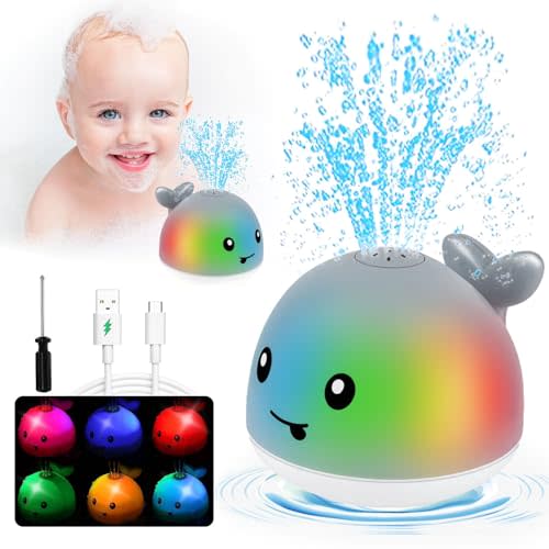 Baby Toddler Infant Bath Toys - Light up Toddla Whale Bath Toy Sprinkler for Kids Age 1-3 2-4 3-5 4-8 Mold Free Bathtub Tub Water Pool Shower Toys for Babies 6-12-18-24 Months Baby 1st Birthday Gifts