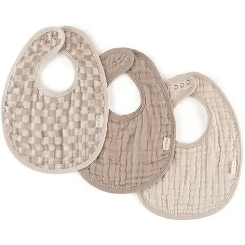 Itzy Ritzy Set of 3 Baby Bibs - Ultra-Soft Adjustable Infant & Toddler Bibs Made of Triple-Layer Cotton Muslin, Ideal for Drooling, Teething, & Eating -3 Stylish, Coordinating Prints (Checkerboard)
