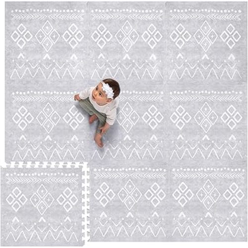 Lillefolk Baby Foam Play Mat - Baby Playmat | Tiles for Kids Interlocking Mat - Foam Baby Mat for Babies & Toddlers - Non Toxic Play Mat for Baby Tummy Time Mat 6x6ft Gray
