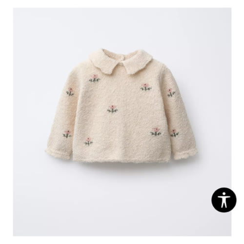 FLORAL EMBROIDERY KNIT SWEATER - Light beige | ZARA United States