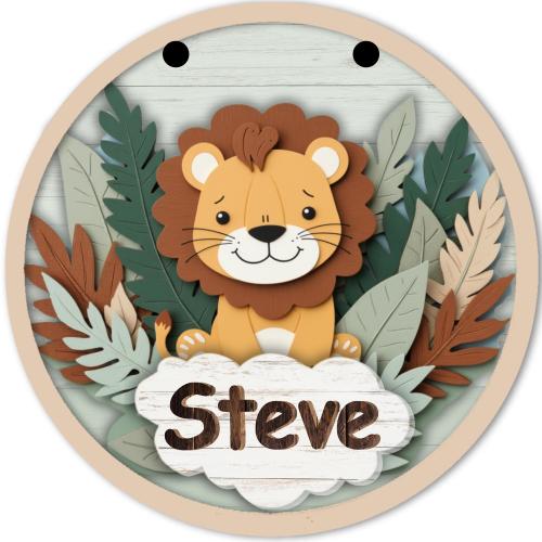 Personalized Lion Wall Art, Custom Name Decor, Nursery Art, Jungle Theme, Baby Room Decor