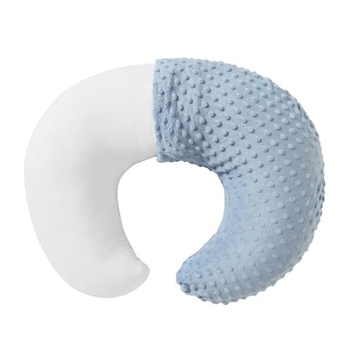 Nursing Pillow and Positioner with Cover for Breastfeeding and Bottle Feeding, Propping Baby, Tummy Time, Baby Sitting Support, Awake-Time Support (Blue, 22" x 17.7" x 5.9")