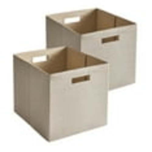 Better Homes & Gardens Fabric Cube Storage Bins (12.75" x 12.75"), Tan Textured, 2 Pack