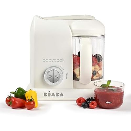 4 in 1 Baby Food Maker, Puree Steamer and Blender for Purees, Grinder with Auto Steam Cooking, Lrg Capacity 4.5 Cups 27 Servings in 20 Mins, White