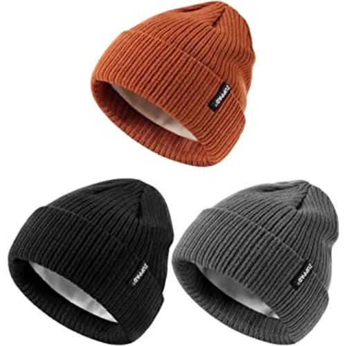 ZUPPAD Baby Beanie Hat 3 Packs Toddler Girls Boys, Baby Hats Winter Warm Knitted Thermal with Fleece Lining, Kids Winter Hat
