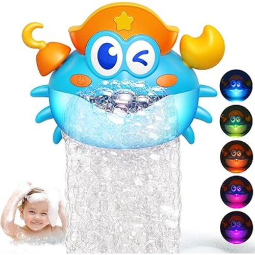 Bath Toys,Crab Baby Bath Toys Light Up Bath Bubble Machine with Colourful RGB Light Great Birthday Gift for Boys and Girls Toddler Toy for Kids Ages 1-3 4-8