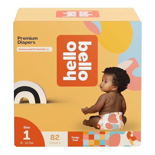Hello Bello Premium Diapers Size 1, Honeysuckle Designs, 82ct Club Box - Hypoallergenic and Extra Absorbent