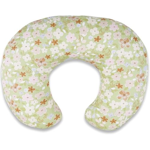 Nursing Pillow - Breastfeeding Pillow with Breathable Filling & Removable Cover, Ergonomic Support for Breastfeeding & Bottle (Green Leaf,0-12 Months)