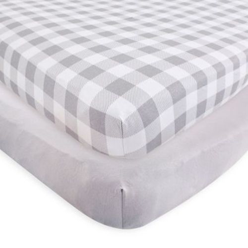 Touched By Nature Baby Organic Cotton Crib Sheet, Plaid Solid Gray, One Size