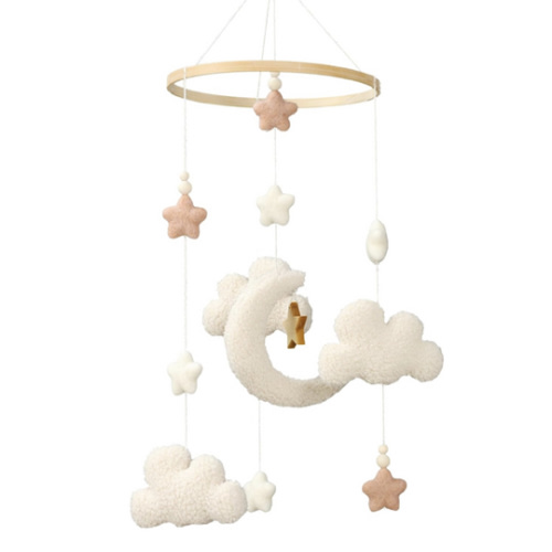 Crib Mobile for Boys Girls, Cute Stars Moon Cloud Boho Gender Neutral Hand-Crocheted Mobile for Baby Nursery Ceiling Mount Unisex