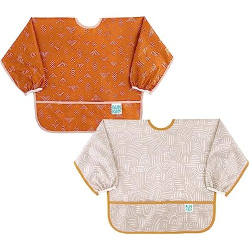 Bumkins Sleeved Bib Baby Bib, Toddler Bib, Smock, Waterproof Fabric, Fits Ages 6-24 Months