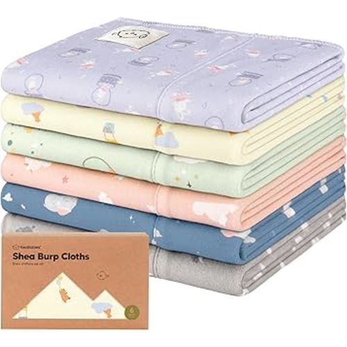 Organic Burp Cloths Baby Boy, Girl - 6-Pack Large Cotton Burping Cloths for Babies, Spit Up Rags, Super Absorbent, Ultra Soft Newborn Rag, Gender Neutral, Machine Washable, Durable (Dreamers)